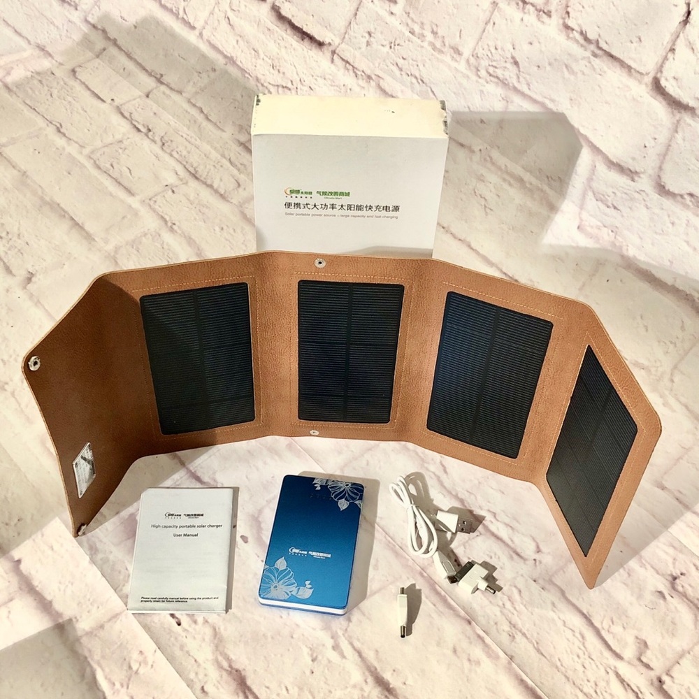 Two Portable Solar Charger High Capacity Power Banks with Foldable Panels - NIB